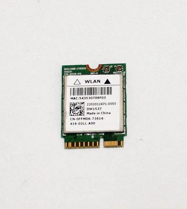 Alt view image 2 of 6 - Dell Wireless DW1537 WiFi Wireless Bluetooth 4.0 m.2 Card FFMD6