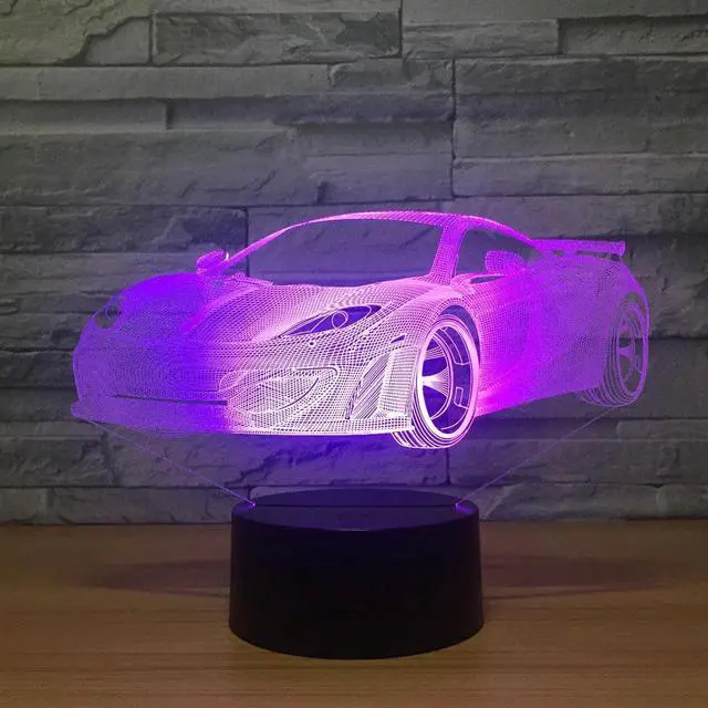 Alt view image 4 of 5 - Cool Car Acrylic 3D Hologram Lamp 7 Color Change Night Light Baby Touch Switch Colored lights LED USB Desk lamp Atmosphere lamp