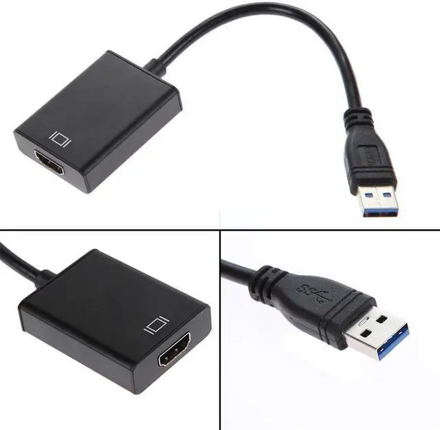 Alt view image 2 of 6 - High Speed USB 3.0 To HDMI Adapter Metal Shell Male To Female HDMI Video Cable Converter For Laptop HDTV TV Black