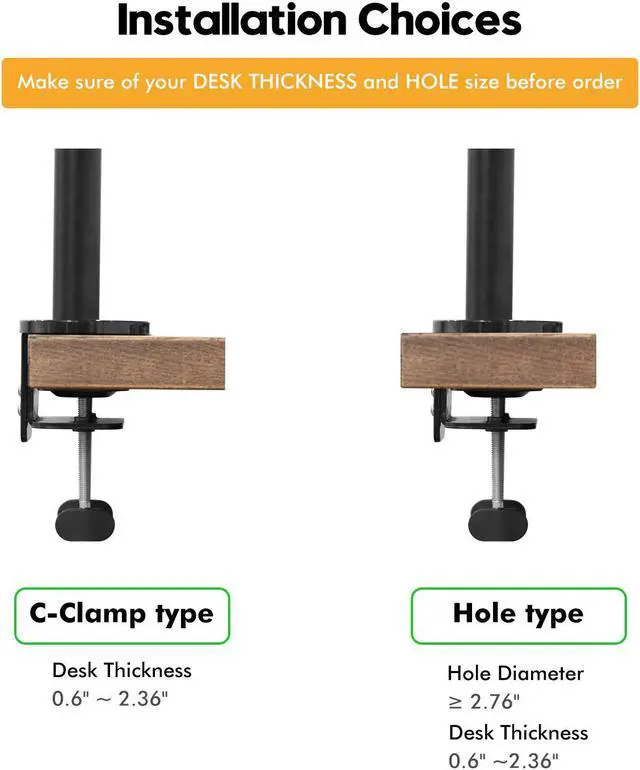 Alt view image 7 of 7 - viozon Monitor and Laptop Mount, 2-in-1 Adjustable Dual Arm Desk Mounts,Single Desk Arm Stand/Holder for 17 to 32 Inch LCD Computer Screens, Extra Tray Fits 12 to 17 inch Laptops (Black)