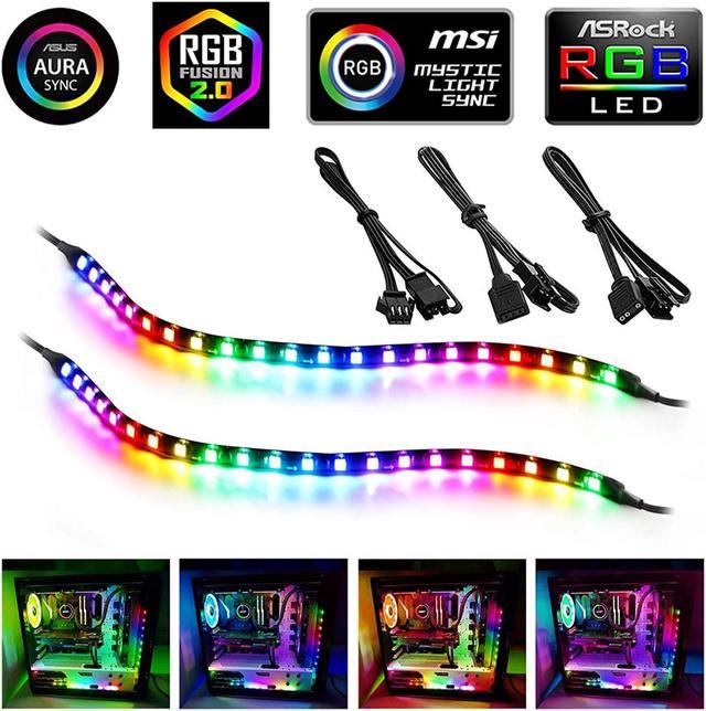 Addressable PC Digital Strip Lights, Speclux Magnetic Rainbow Case 2PCS Strips 42LEDs for 5V 3-Pin LED headers, for ASUS Aura SYNC, Gigabyte RGB Fusion, MSI Mystic Light Sync Motherboard Office