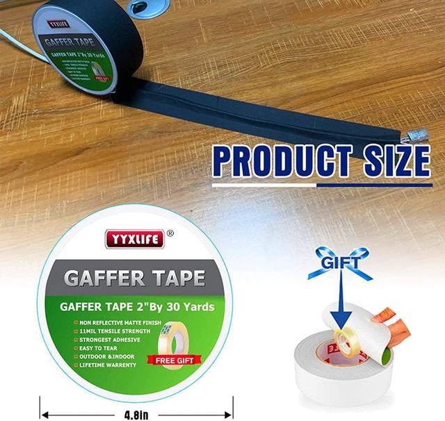 Premium Grade Gaffers Tape, 2 Inch X 30 Yards, Black Heavy Duty  Non-Reflective Matte No Residue Gaff Main Stage Tape,Electrical Tape,Duct  Tape for Photographers,Waterproof Gaffer Tape 