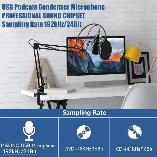 Alt view image 7 of 7 - USB Microphone Kit 192KHZ/24BIT Plug & Play MAONO AU-A04 USB Computer Cardioid Mic Podcast Condenser Microphone with Professional Sound Chipset for PC Karaoke, YouTube, Gaming Recording