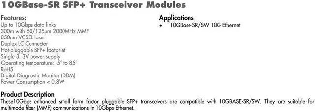 Alt view image 4 of 4 - C2G/Cables to Go 39516 Cisco SFP-10G-SR Compatible 10GBase-SR MMF SFP+ Transceiver Module