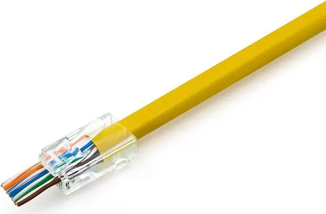Alt view image 7 of 7 - RJ45 Cat6 Pass Through Connectors Pack of 100 | EZ Crimp Connector UTP Network Plug for Unshielded Twisted Pair Solid Wire & Standard Cables | Transparent Passthrough Ethernet Insert