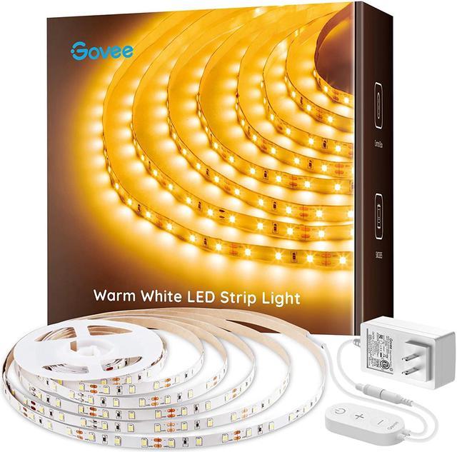 Govee LED Strip Lights Warm White 3000K Dimmable Light Strip with Ultra  Bright 300 LEDs, 16.4ft Under Cabinet Lighting Flexible Tape Lights for  Bedroom Christmas Decoration, ETL Listed Power Adapter 