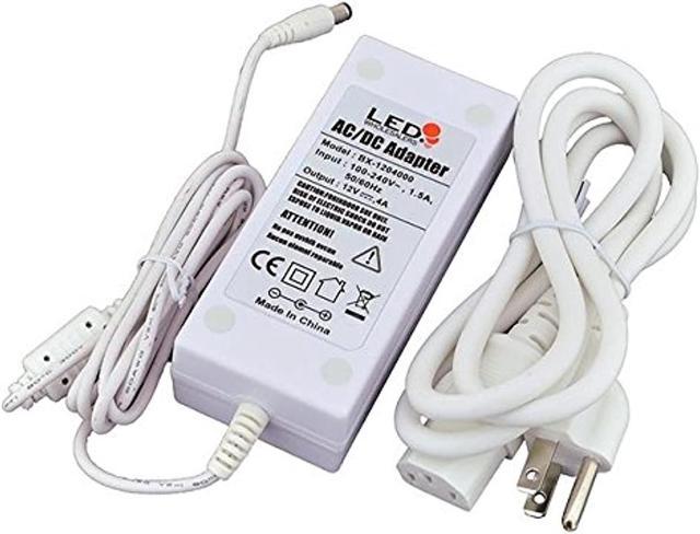 LEDwholesalers 12V 4A 48W AC/DC Power Adapter with 5.5x2.1mm DC