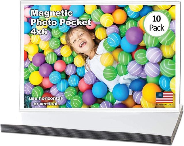 Pack of 10 Magnetic Photo Fridge Frame Pockets Clear 4x6