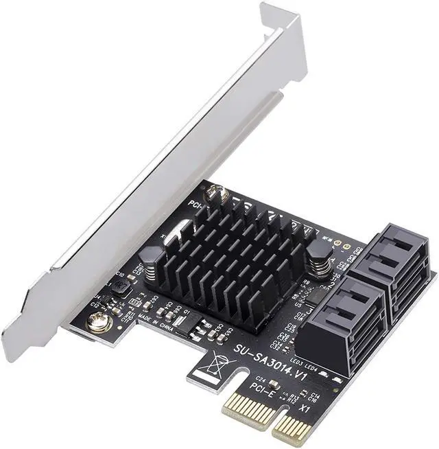 Alt view image 2 of 7 - PCIe SATA Card 4 Port,Marvell 9215 Non-Raid 6Gbps PCI Express to SATA 3.0 Ports Expansion Controller ,Boot as System Disk, for Desktop PC Support SSD and HDD with Low Profile Bracket and 4 SATA Cable