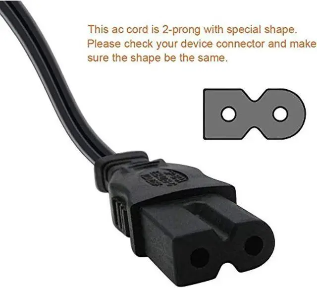 Alt view image 3 of 5 - BRENDAZ 6-feet 2-Slot Polarized Power Cord, UL Listed (IEC320C7 to NEMA 1-15P) Works with Vizio E-M-Series HDTV, Sharp, Sanyo, Philips, Sansui, Emerson TV (6-FEET)