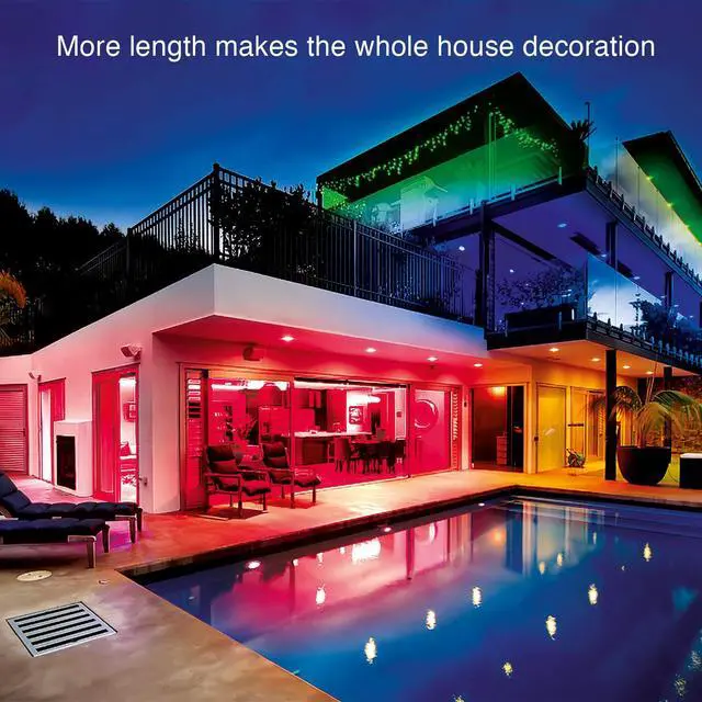 Alt view image 3 of 6 - 65.6ft Led Strip Lights, DAYBETTER Lights Strip for Bedroom, Color Changing 5050 RGB 600 LEDs, 2 Rolls of 32.8ft LED Lights with 44 Keys IR Remote Controller