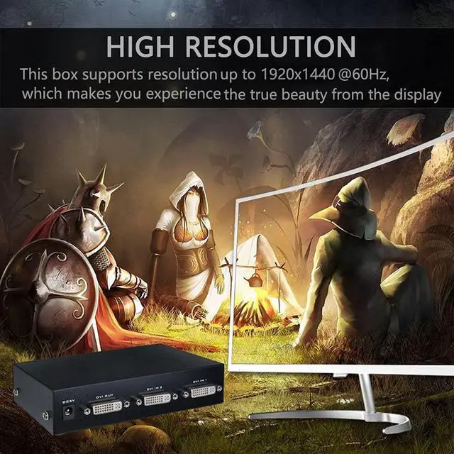 Alt view image 5 of 7 - Iseebiz DVI Switch Box, 2 in 1 Out DVI Selector for PC Laptop DVR Projector HDTV DVI Port Devices, Support 1920x1440, 165Mhz Bandwidth