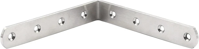 Alt view image 4 of 7 - L Brackets WEBI Corner Bracket,90 Degree Stainless Steel Corner Brace- 8 Packs 4 mm Thick 6" X 6",Heavy Duty Shelf Brackets Right Angle Bracket for Shelf, Wood, Furniture, Shelves, Brush Nickel