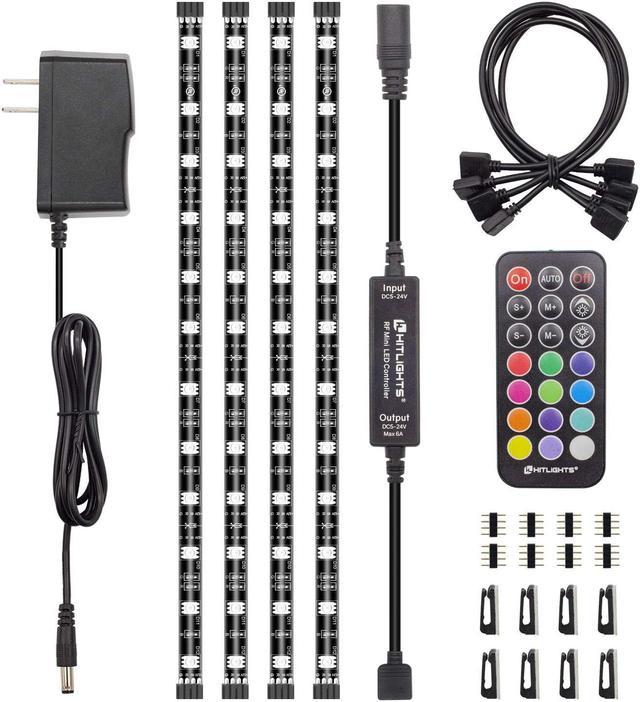 LED Strip Lights, HitLights Weatherproof 4 Pre-Cut 12Inch/48Inch RGB LED  Strips Kit, Flexible Color Changing SMD 5050 LED Accent Kit with RF Remote,  UL-Listed 15W Power Supply and Connectors 