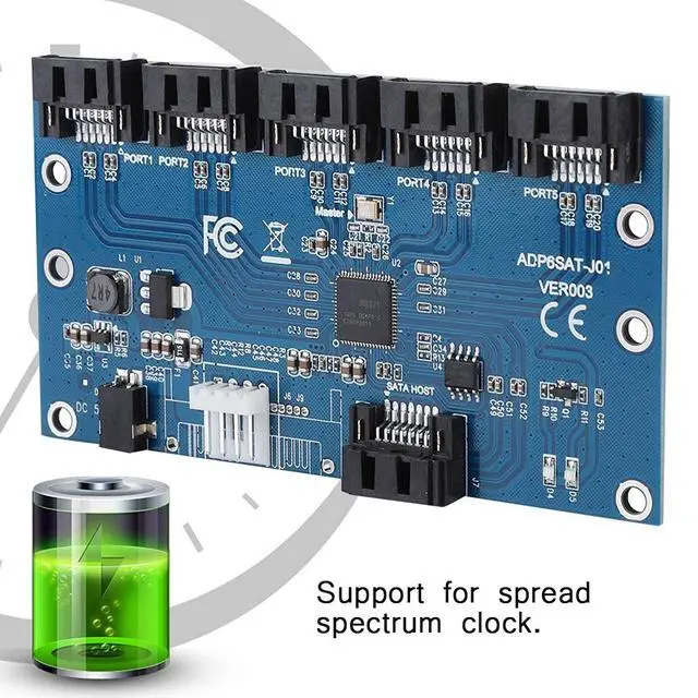 Alt view image 5 of 7 - Zer one 1 to 5 Sata Port Multiplier SATA Expander Hard Disk Riser Card Computer Motherboard SATA3.0 Expansion Card,Support Hot Swap