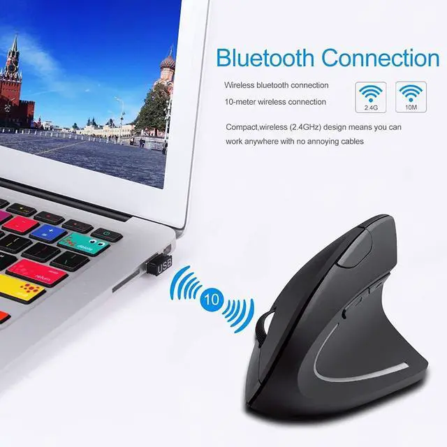 Alt view image 4 of 6 - Wireless Vertical Mouse, 2.4G Wireless Ergonomic Optical Mouse with 3 Adjustable 800/1200 /1600 DPI, More Suitable for Big Hands