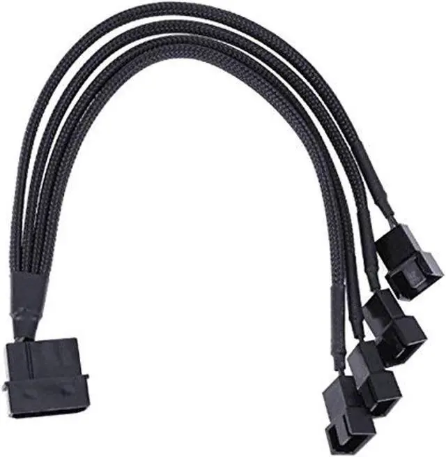 Main image of CRJ 4-Pin Molex to 4 x 3/4-Pin PC Case Fan Sleeved Adapter Cable