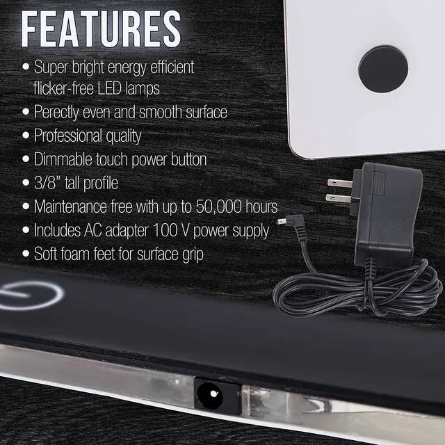 Alt view image 4 of 6 - US ART SUPPLY Lightmaster 32.5" Extra Large(A2) 17"x24" LED Lightbox Board Ultra-Thin 3/8" Light Box Pad and 110V AC Power Adapter Dimmable LED with Measuring Overlay Grid & Circle Template/Protractor