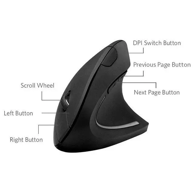 Alt view image 2 of 6 - Wireless Vertical Mouse, 2.4G Wireless Ergonomic Optical Mouse with 3 Adjustable 800/1200 /1600 DPI, More Suitable for Big Hands