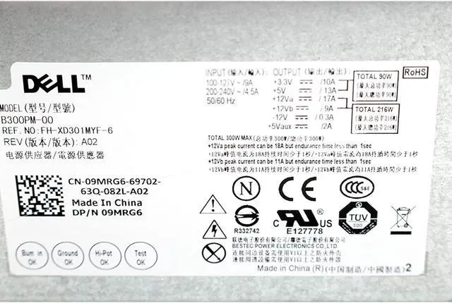Alt view image 5 of 6 - FOR DELL 300 Watt Compatible Power Supply Replacement Inspiron 518 519 530 531 537 540 541 545 546 560 570 580 620 660 3000 3847 and More 5W52M 57KJR 5DDV0 6R89K 84J9Y 949H1 CD4GP DG1R8 56DXG CF5W6