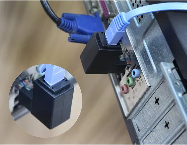 Alt view image 6 of 7 - CERRXIAN 90 Degree RJ45 Ethernet LAN Male to Female Cat5 / Cat5e / Cat6 Extender Adapter(2-Pack) Black,(Up Angle)