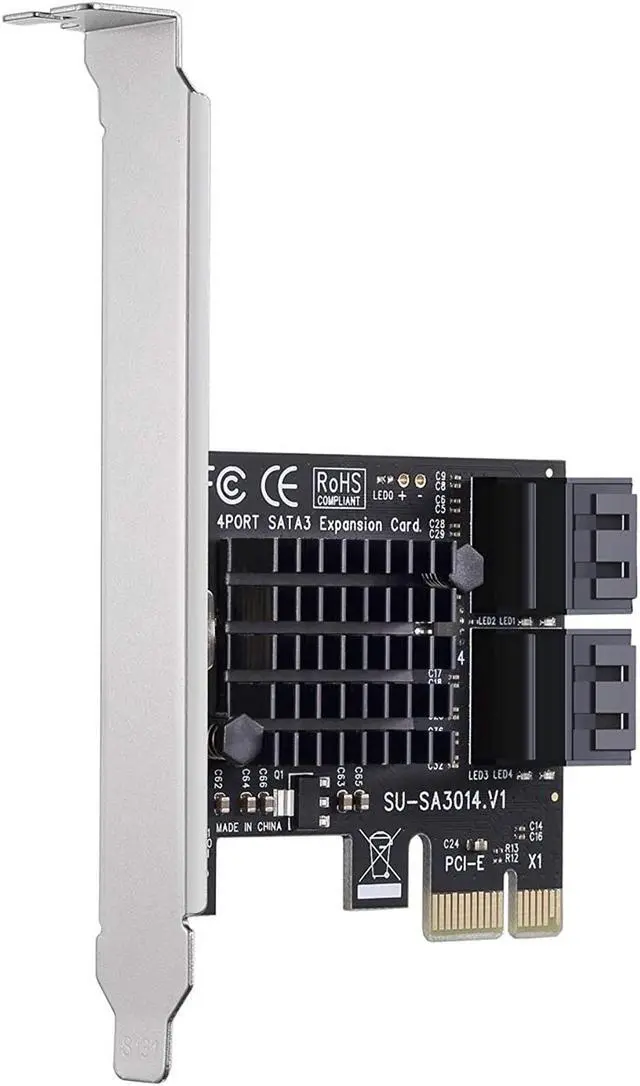 Alt view image 6 of 7 - PCIe SATA Card 4 Port,Marvell 9215 Non-Raid 6Gbps PCI Express to SATA 3.0 Ports Expansion Controller ,Boot as System Disk, for Desktop PC Support SSD and HDD with Low Profile Bracket and 4 SATA Cable