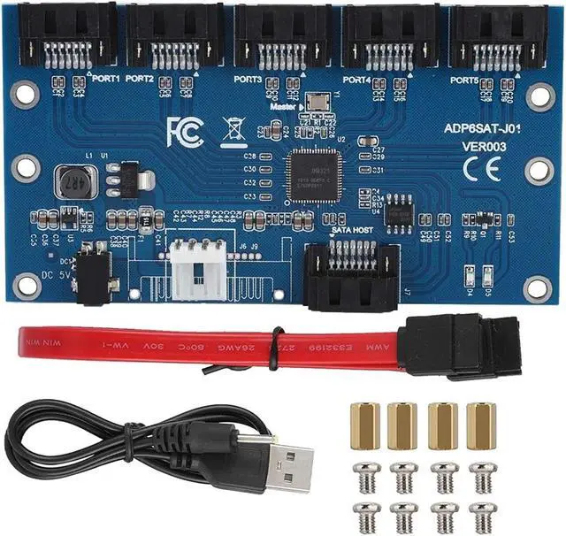 Main image of Zer one 1 to 5 Sata Port Multiplier SATA Expander Hard Disk Riser Card Computer Motherboard SATA3.0 Expansion Card,Support Hot Swap