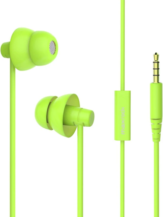 Main image of MAXROCK Wired Sleep Earphones Soft Sleep Earbuds Total Silicon Sleeping Headphones with in-line Mic for Cellphones, Mp3, Tablet pocasts 3.5mm, Green