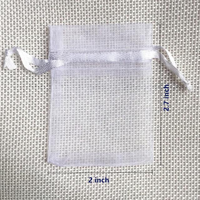 White Jewelry Pieces ATCG 100pcs 2x2.7 Inches Mini Organza Bags with Drawstring for Rings Little Earrings Wedding Favors Party Fovours Small Cute Organza Pouches 