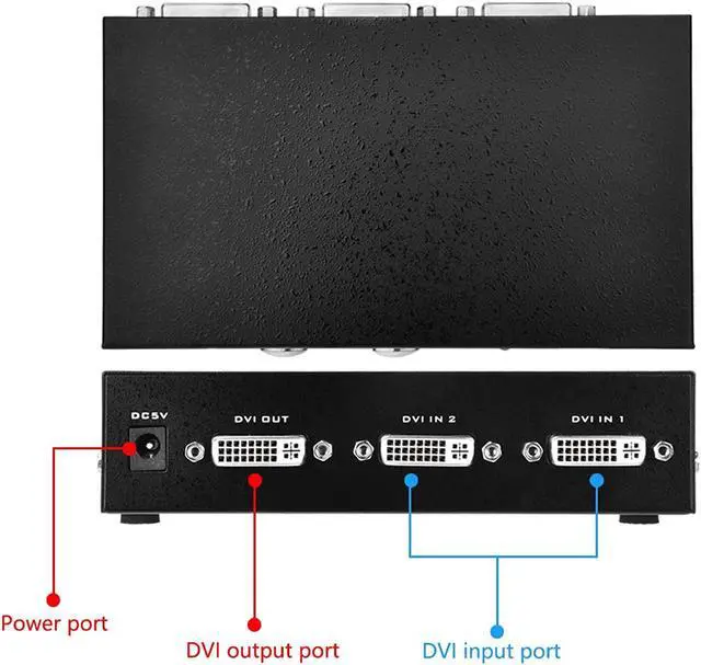 Alt view image 4 of 7 - Iseebiz DVI Switch Box, 2 in 1 Out DVI Selector for PC Laptop DVR Projector HDTV DVI Port Devices, Support 1920x1440, 165Mhz Bandwidth