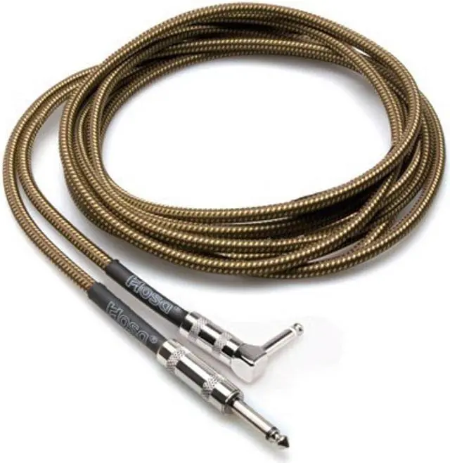Main image of Hosa GTR-518R Guitar 18ft TS 1/4" Cable Right-Angle Tweed GTR518R