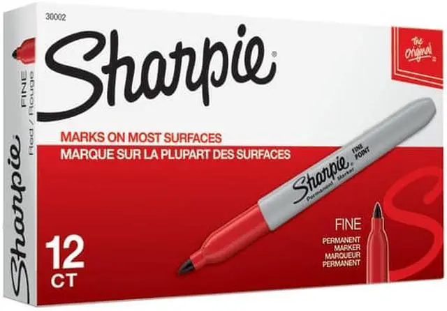 Alt view image 3 of 16 - SHARPIE 30002B Permanent Marker, Red, Fine Tip, Capped, 12 PK