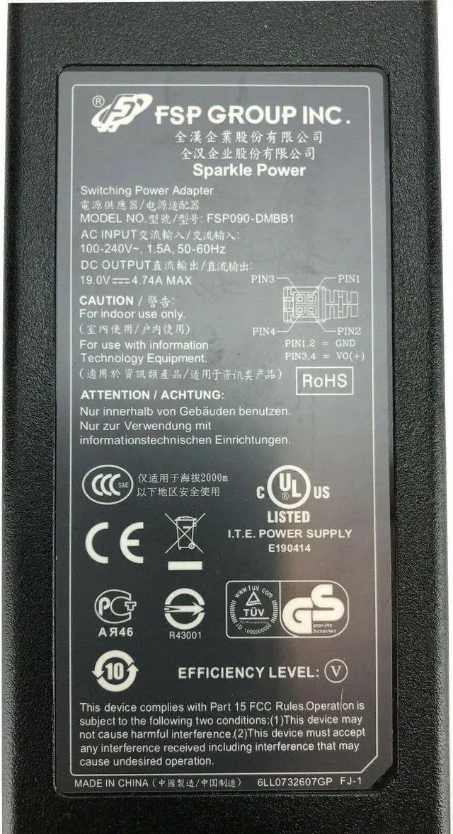 Alt view image 3 of 3 - Genuine FSP090-DMBB1 AC/DC Power Adapter 19V 4.74A 90W OEM 4 Pin n/PC