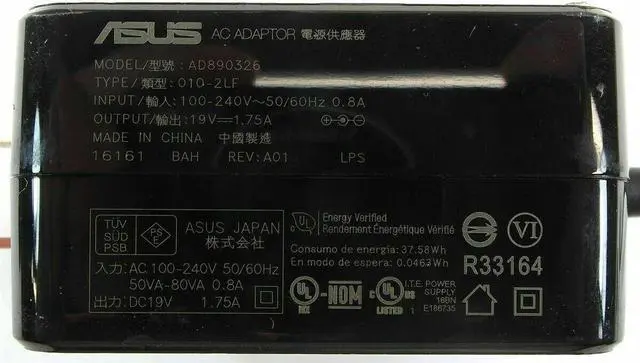 Alt view image 4 of 4 - Genuine Asus AD890326 AC DC Wall Adapter 19V 1.75A 010LF 4.0/1.35mm For WiFi Router AC1750 AC2600 AC2900 RT-AC1900P, TUF Gaming AX3000 AX2700 AX6100, Vivobook GO 12 14 15 / Flip 12 14 / 17 X705
