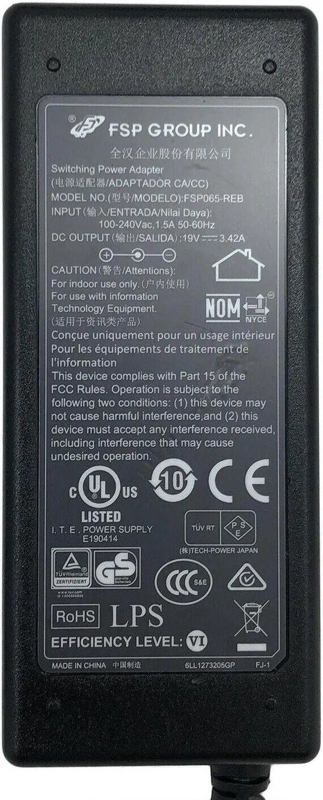 Alt view image 4 of 4 - Genuine FSP FSP065-REBN2-R AC/DC Switching Power Adapter 19V 3.42A 65W OEM w/PC