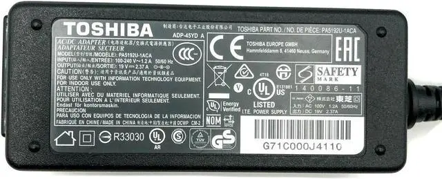 Alt view image 2 of 4 - NEW Genuine laptop Power Supply AC Adapter Toshiba PA5192U-1ACA With Cord Cable