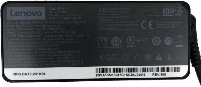 Alt view image 3 of 3 - New Genuine AC Power Adapter Lenovo 20V 3.25A 65W Type-C for Laptop TP25 T470 w/PC OEM