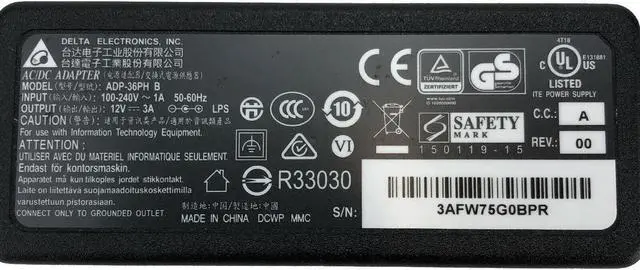 Alt view image 6 of 6 - NEW Genuine Delta Electronics ADP-36PH Power Supply Adapter 12V 3.0A W/P.Cord