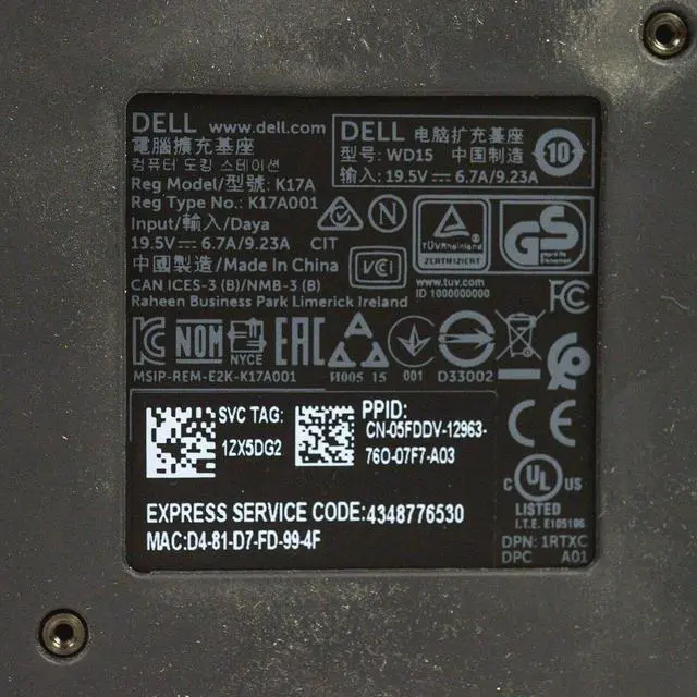Alt view image 5 of 5 - Dell WD15 K17A Docking Station K17A001 5FDDV No AC Adapter