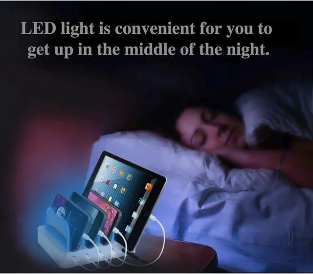 Alt view image 6 of 6 - USB Charging Station - Charging Dock - 4-Port - Fast Charging Station - iPad Docking Station - Smart Charging Station Dock - Multi Charging Station for Cell Phones and Tablets