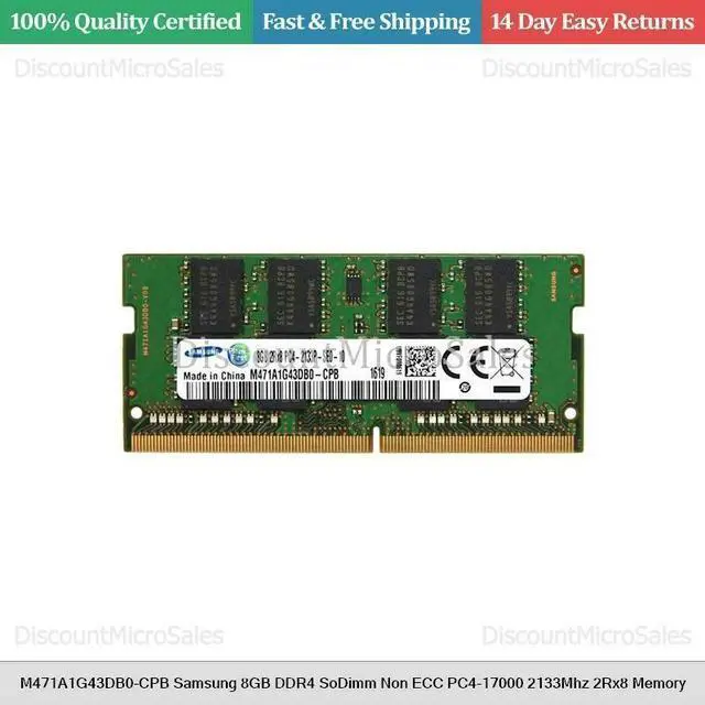 Alt view image 2 of 2 - Samsung M471A1G43DB0-CPB 8 GB Memory Module - 2Rx8 - DDR4 SDRAM - PC4-2133p - SO-DIMM - 2133 MHz - Non-ECC