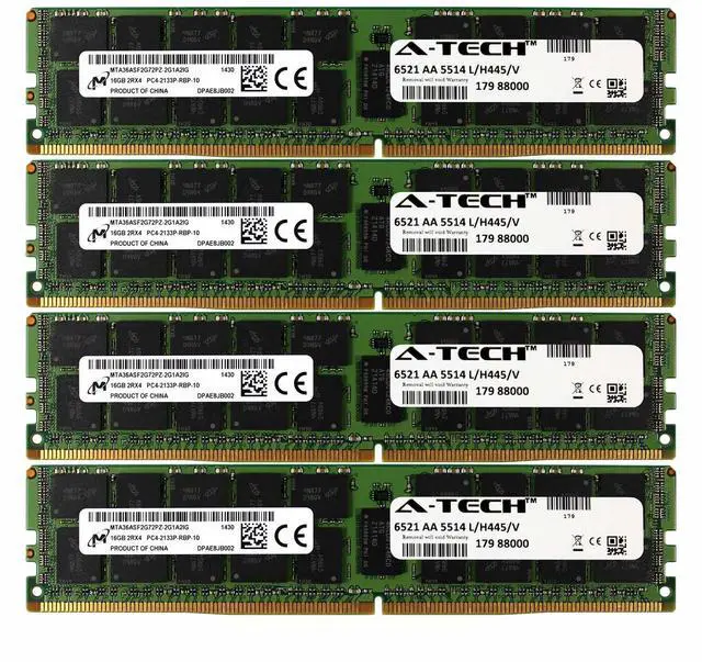 Main image of PC4-17000 Micron 64GB Kit 4x 16GB Dell PowerEdge R730xd R730 R630 Memory RAM