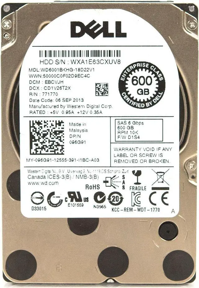 Alt view image 5 of 12 - DELL 96G91 600Gb 10000Rpm 32Mb Buffer Sas6Gbits 2.5Inch Form Factor Hard Drive With Trayfor Poweredge Server.