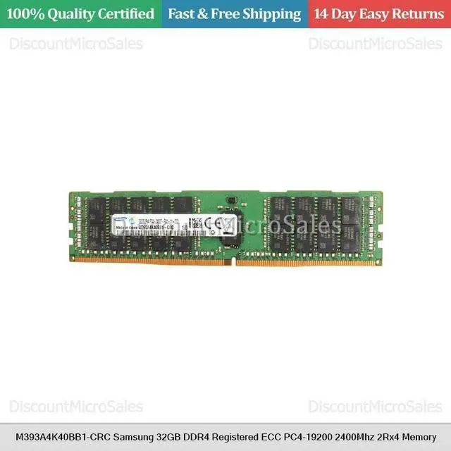 Alt view image 3 of 9 - Samsung 32GB DDR4 SDRAM Memory Module - 32 GB (1 x 32 GB) - DDR4 SDRAM - 2400 MHz DDR4-2400/PC4-19200 - 1.20 V - ECC - Registered - 288-pin - DIMM