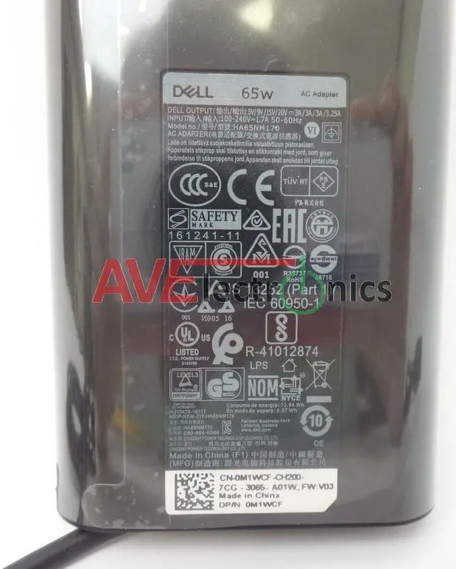 Alt view image 3 of 8 - OEM Dell Type-C USB-C 65W Power Supply AC Adapter Charger with US Plug Cord