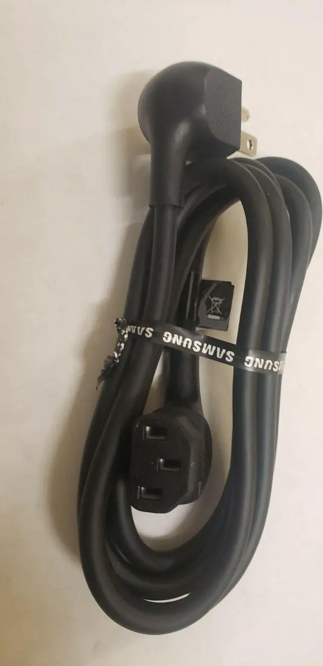 Alt view image 3 of 7 - Samsung 3903-001086 Dual Right Angle Power Cord USA,3P-F,125V,10A,BLK,L150