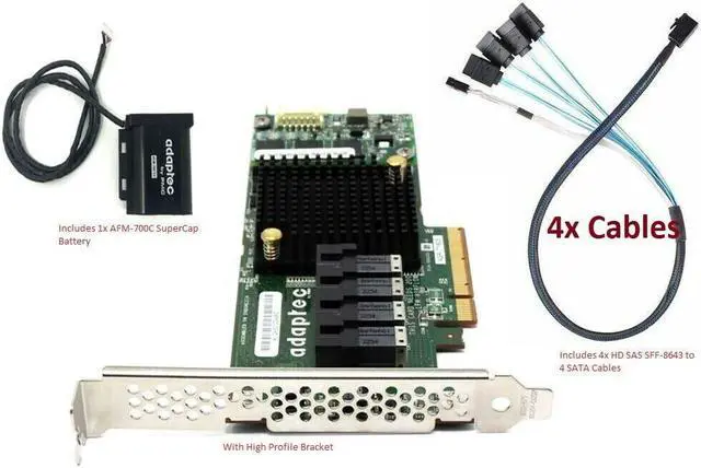 Alt view image 4 of 7 - Adaptec 2274400-R SAS/SATA 6GBPS 1GB PCIe RAID Controller with Battery, (ASR-71605)