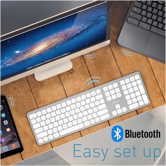 Alt view image 12 of 20 - Macally Bluetooth Wireless Keyboard for Mac, iMac, Apple Mac Pro, Mac Mini, MacBook Pro/Air Laptop - Rechargeable Slim Full-Size Keyboard (BTWKEYMB)