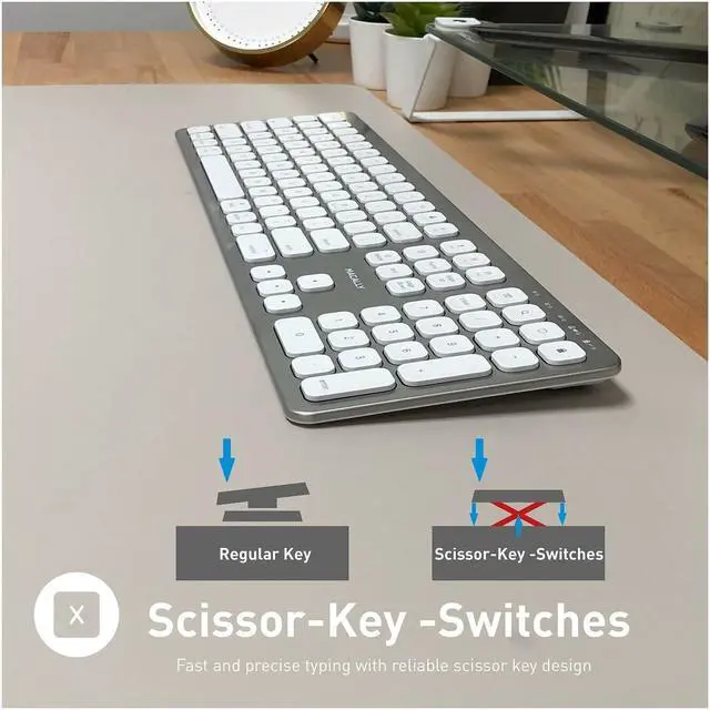 Alt view image 16 of 20 - Macally Bluetooth Wireless Keyboard for Mac, iMac, Apple Mac Pro, Mac Mini, MacBook Pro/Air Laptop - Rechargeable Slim Full-Size Keyboard (BTWKEYMB)