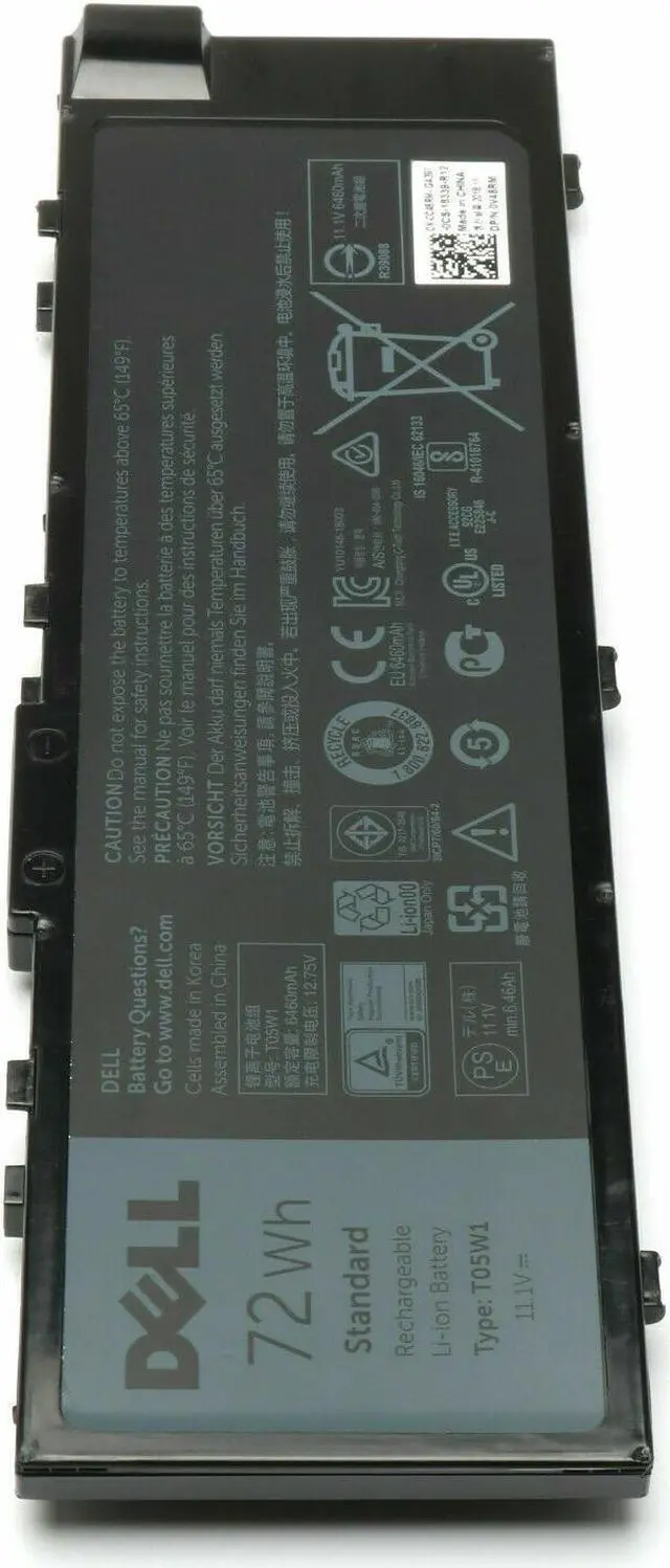 Alt view image 9 of 12 - New Dell Original Precision 7510 17 7710 6-cell 72Wh OEM Battery T05W1